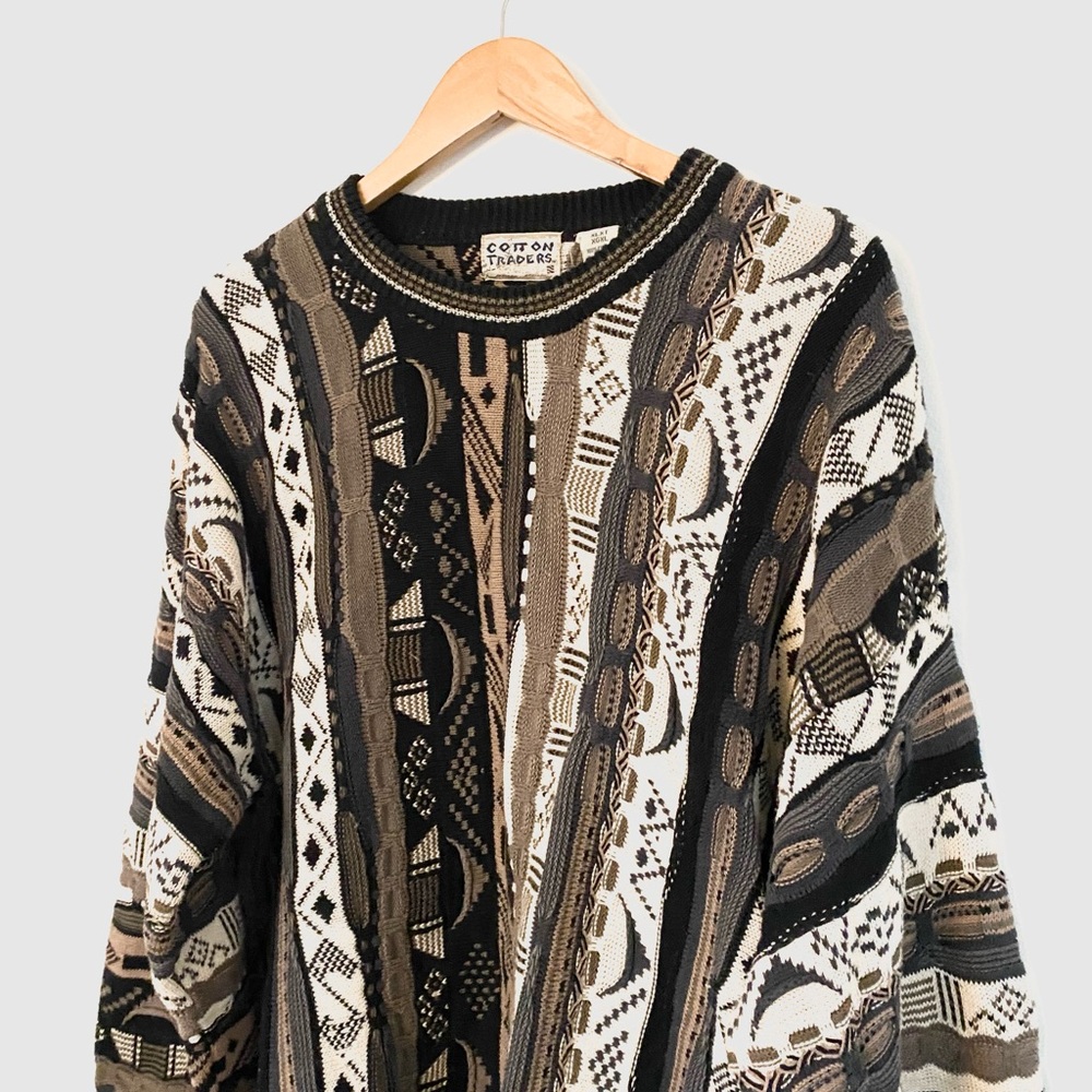 Vintage COTTON TRADERS Men’s Brown Tan Coogi Style Sweater XLXT - Picture 2 of 8